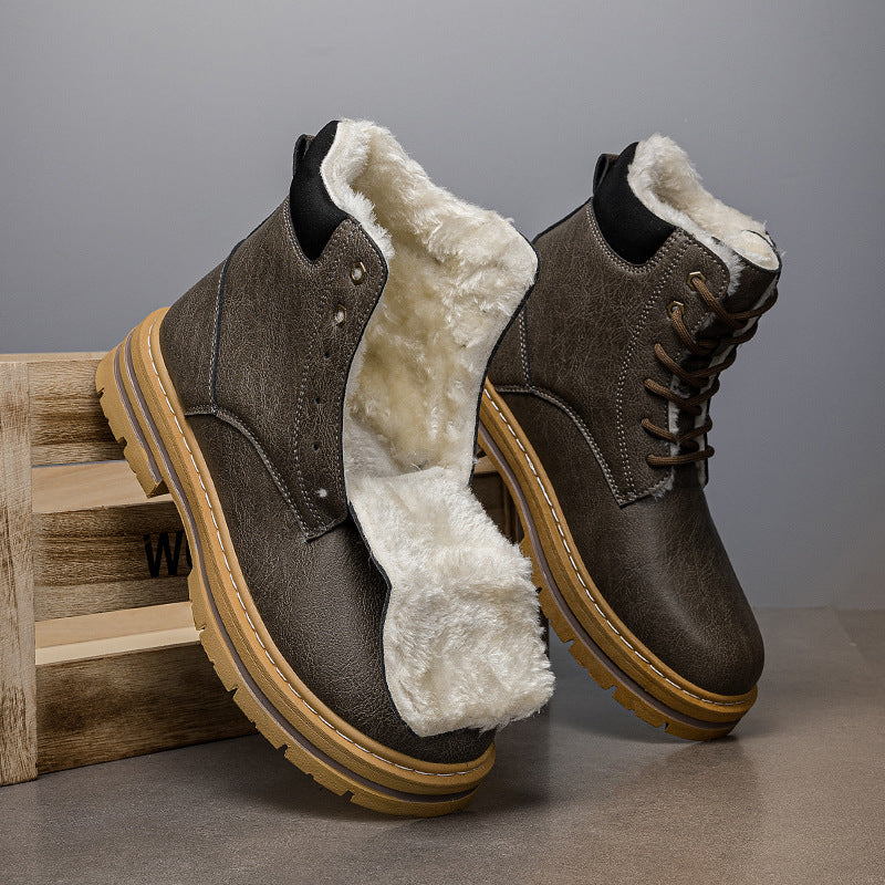 Mens Warm Winter Western Cowboy Boots With Thick Sole In A Retro Style
