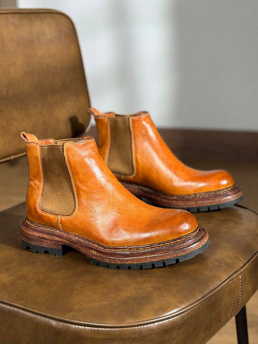 Men's Business Thick-Sole Height-Increasing Vintage Leather Boots