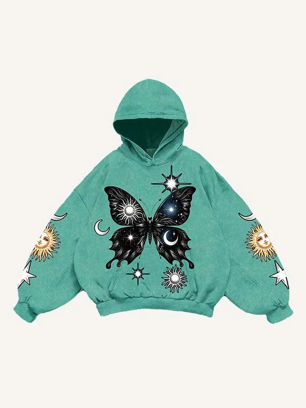 Loose Long Sleeved Casual Retro Hooded Sweatshirt
