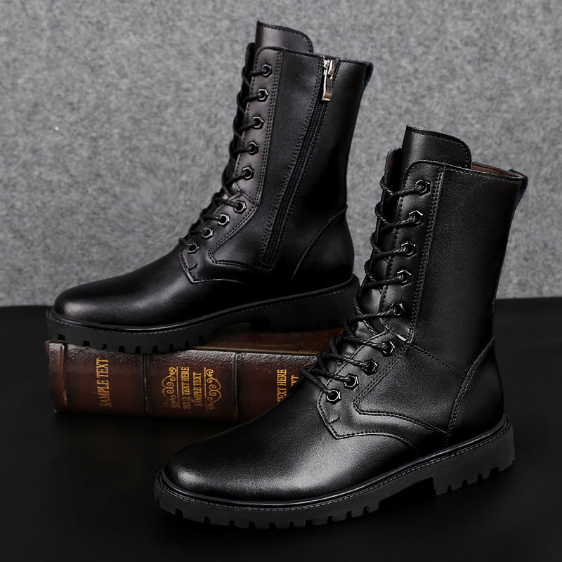 Men's Zipper High Top British Soft Sole Leather Martin Boots