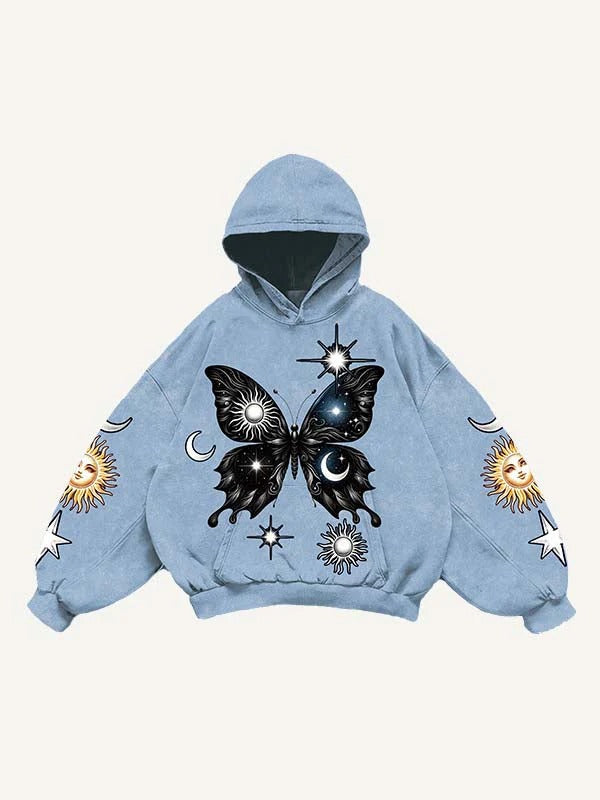 Loose Long Sleeved Casual Retro Hooded Sweatshirt