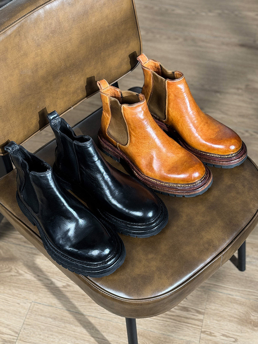Men's Business Thick-Sole Height-Increasing Vintage Leather Boots